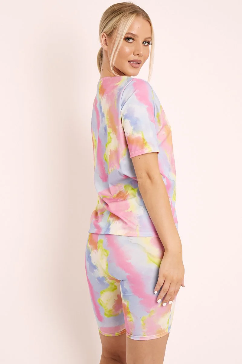 Pink Tie Dye T-shirt and Cycling Shorts Co-ord - Emmalin - Image 5